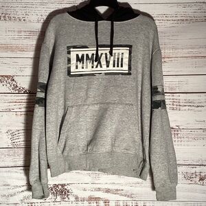 Men's Gray and Black Graphic Hoodie